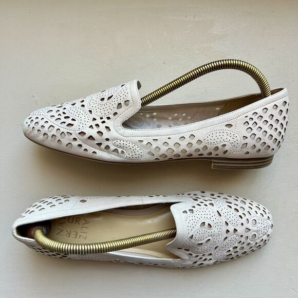 Naturalizer Eve Taupe Nude Leather Slip On Loafer Ballet Flats Dye Cut Women 10 - Picture 1 of 16